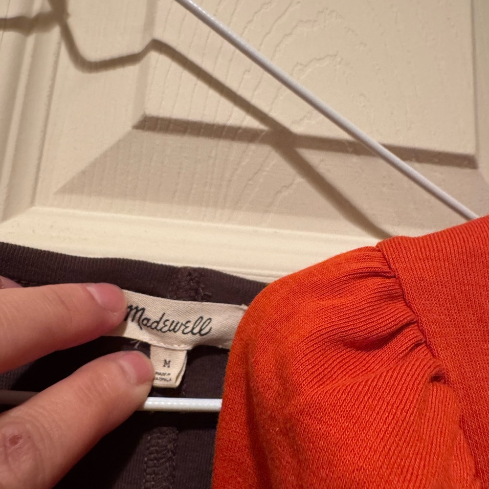 Madewell vibrant orange and chocolate brown Short Sleeve Tops - Picture 4 of 12